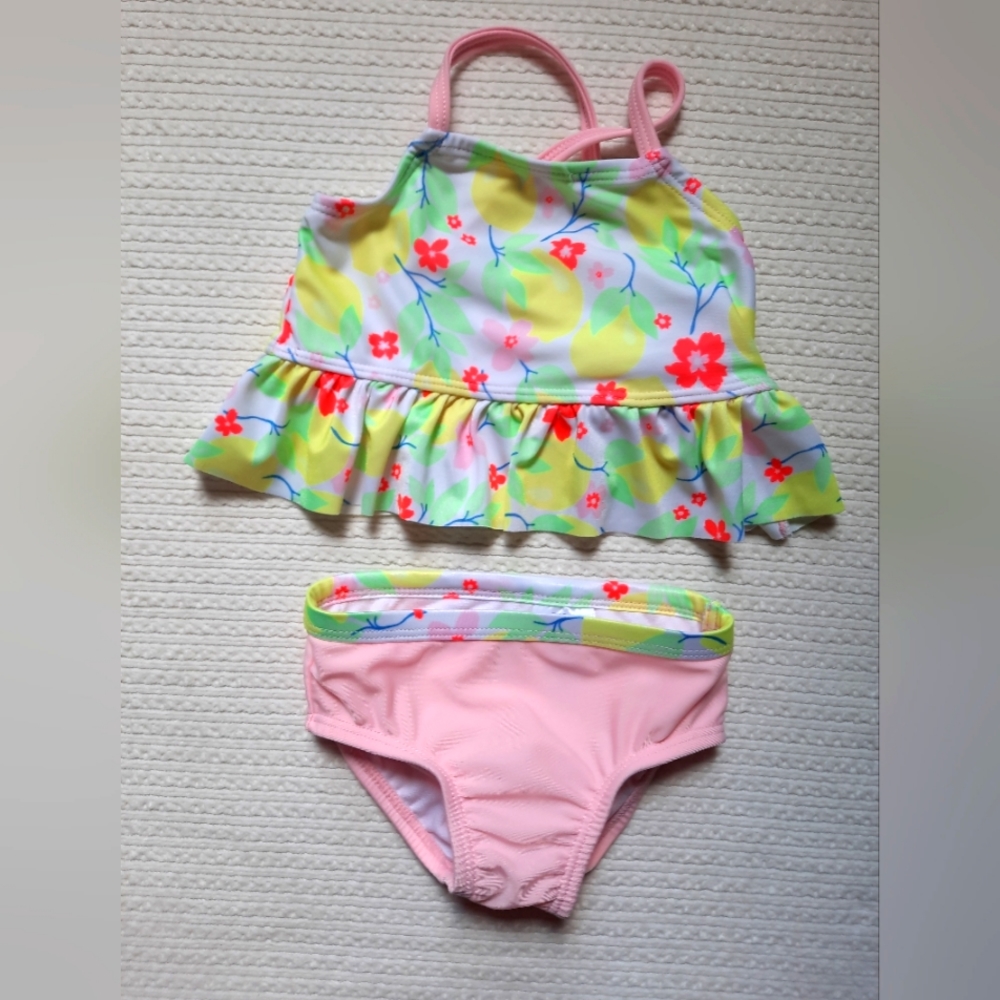 6-9 Months Wonder Nation Baby Swimsuit Top and Bottom 2 Piece,  Floral Ruffle LN